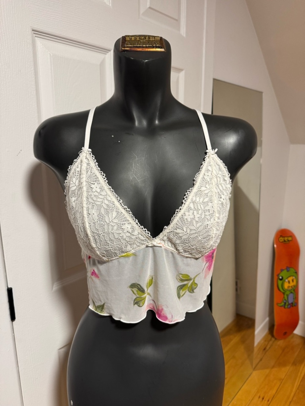 White Floral Lace Crop Top